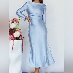 Selfie Leslie Loveland Cowl Back Midi Dress Ice Blue